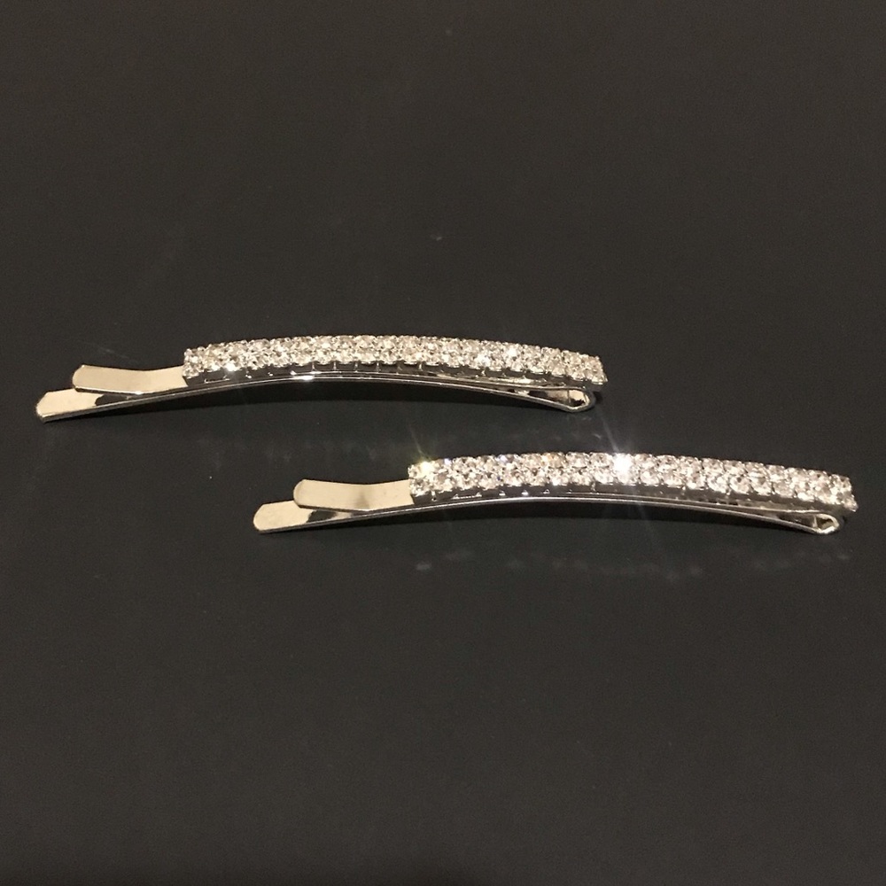 Silver Rhinestone Diamond Bobby Pins